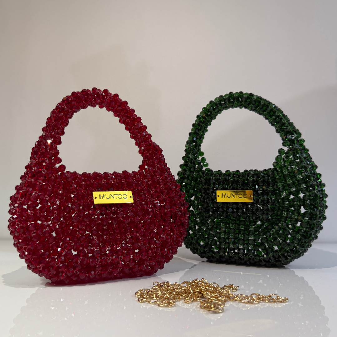 ✨ Crystal Semi-Circle Bead Bag